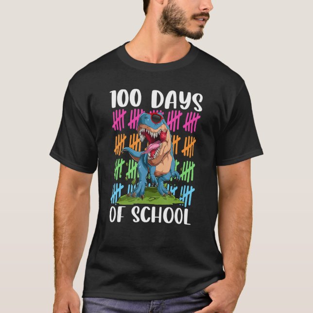 T-shirt 100th Day of School Dino Kids Happy 100 Days Dinos (Devant)