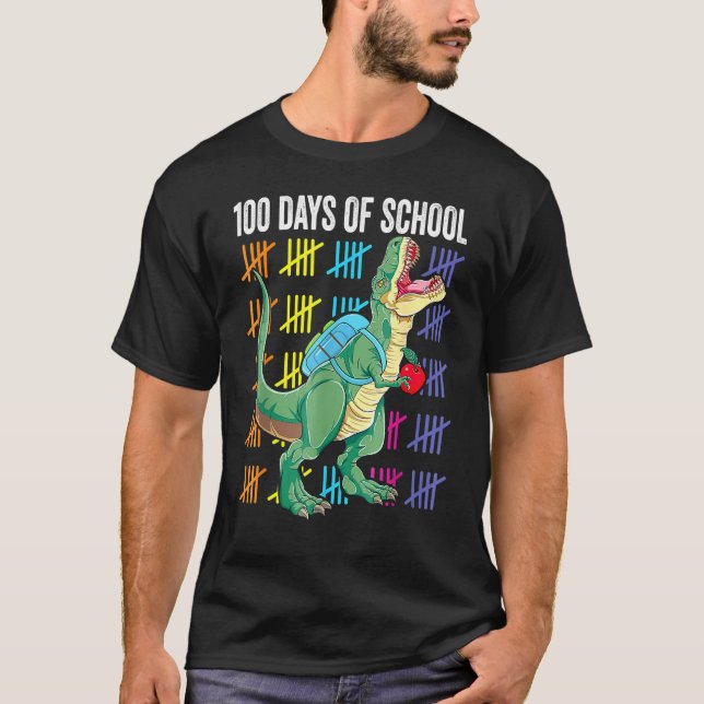 T-shirt 100th Day Of School  For Toddlers Kids T Rex (Devant)