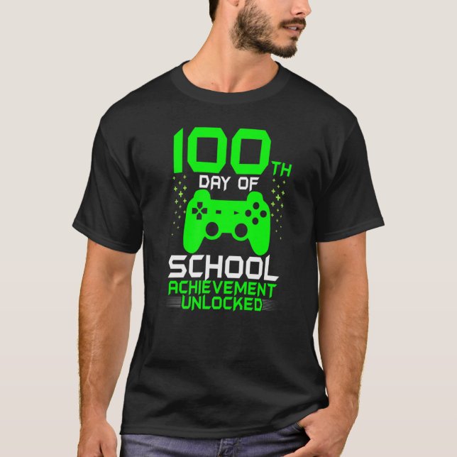 T-shirt 100th Day of School Gamer Teachers Kids Happy 100  (Devant)