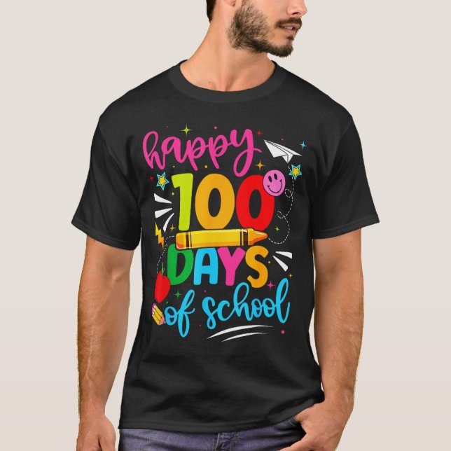 T-shirt 100th Day Of School Happy 100 Days Teachers Boy Gi (Devant)