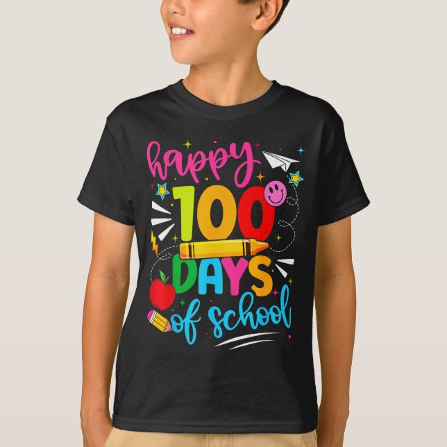 T-shirt 100th Day Of School Happy 100 Days Teachers Boy Gi (Devant)