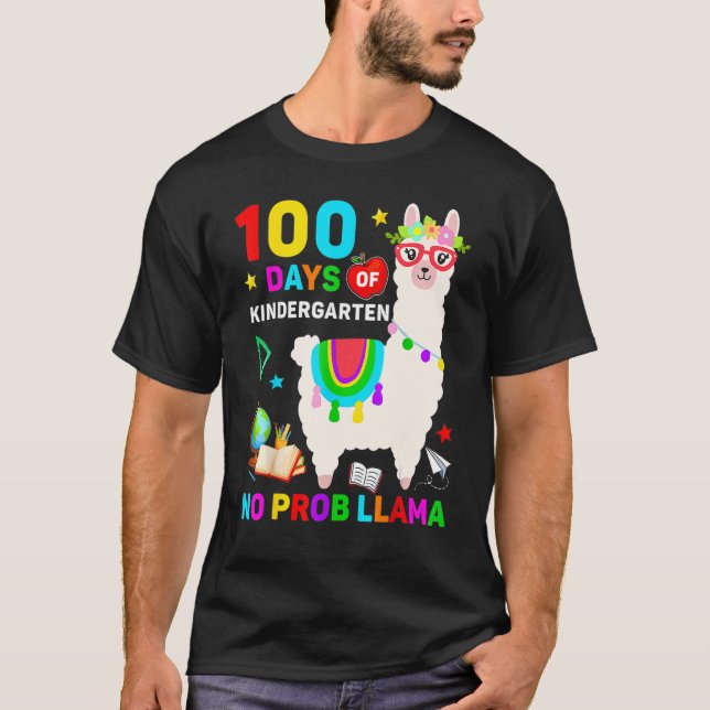 T-shirt 100th Day Of School No Prob Llama 100 Days Of Kind (Devant)