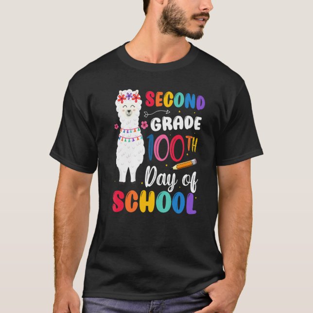 T-shirt 100th Day Of School No Prob Llama 100th Day Second (Devant)