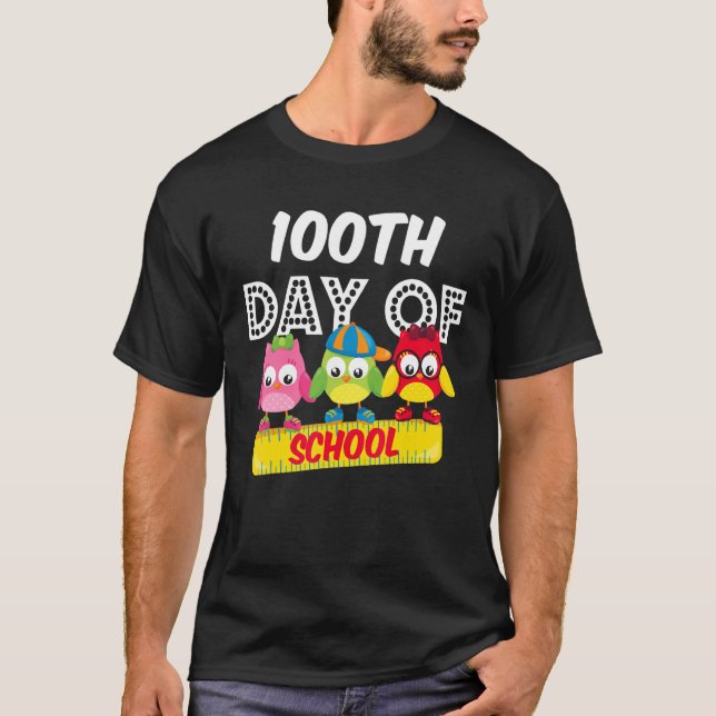 T-shirt 100th Day Of School Owl Cute 100 Days Student Teac (Devant)