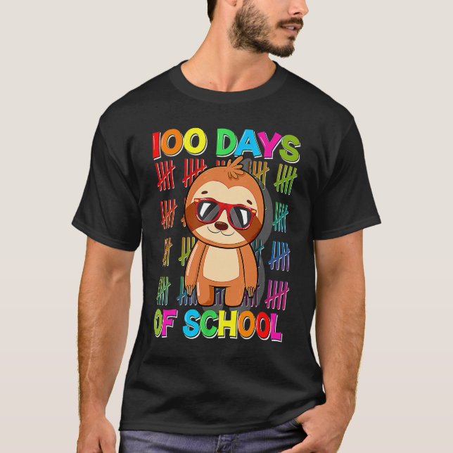 T-shirt 100th Day of School Sloth Happy 100 Days Smarter S (Devant)