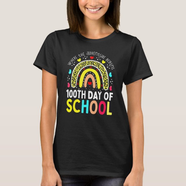 T-shirt 100th Day Of School Teacher 100 Days Smarter Leopa (Devant)