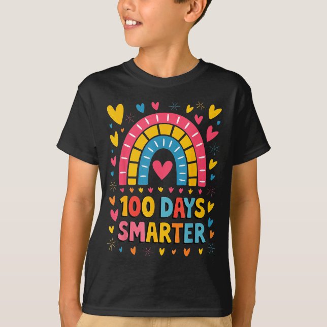 T-shirt 100th Day Of School Teacher 100 Days Smarter Rainb (Devant)