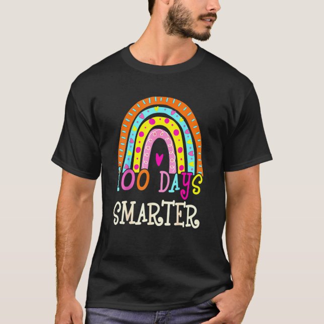 T-shirt 100th Day Of School Teacher 100 Days Smarter Rainb (Devant)