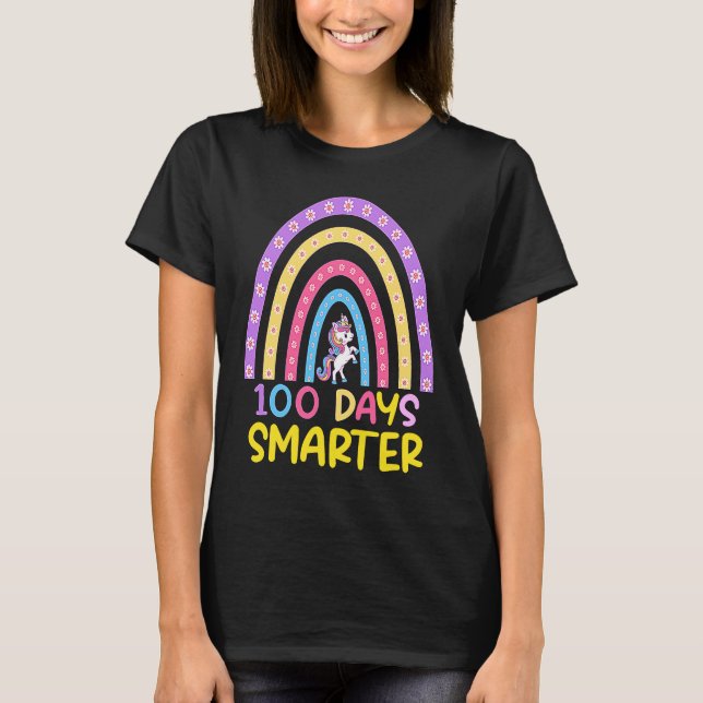 T-shirt 100th Day of School Teacher 100 Days Smarter Rainb (Devant)