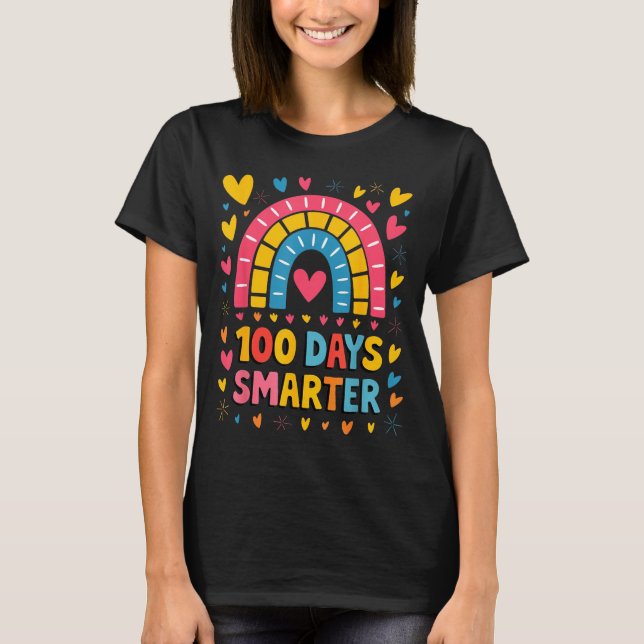 T-shirt 100th Day Of School Teacher 100 Days Smarter Rainb (Devant)