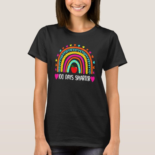 T-shirt 100th Day Of School Teacher 100 Days Smarter Rainb (Devant)