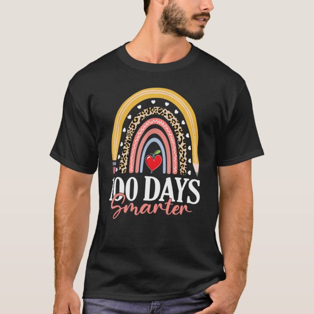 T-shirt 100th Day Of School Teacher 100 Days Smarter Rainb (Devant)