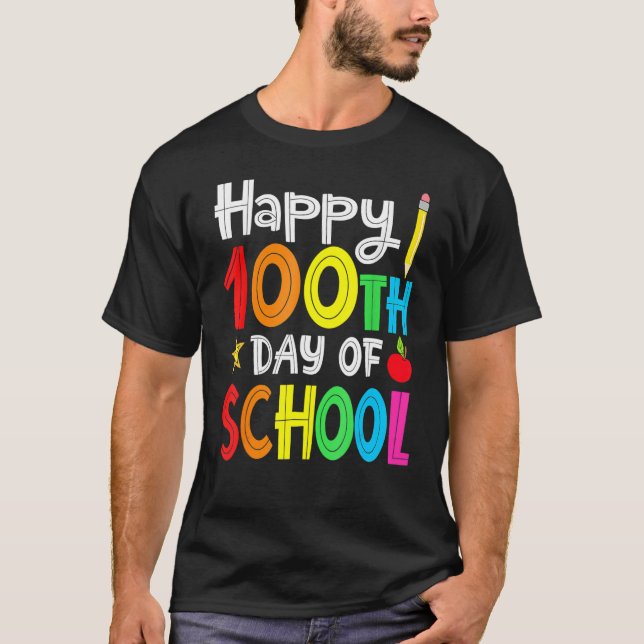 T-shirt 100th Day of School Teachers Kids Child Happy 100  (Devant)