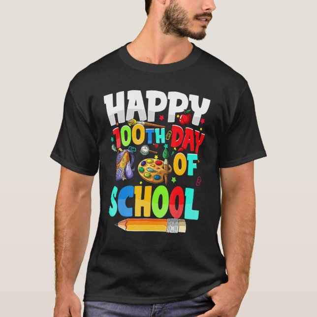 T-shirt 100th Day Of School Teachers Kids Happy 100 Days O (Devant)