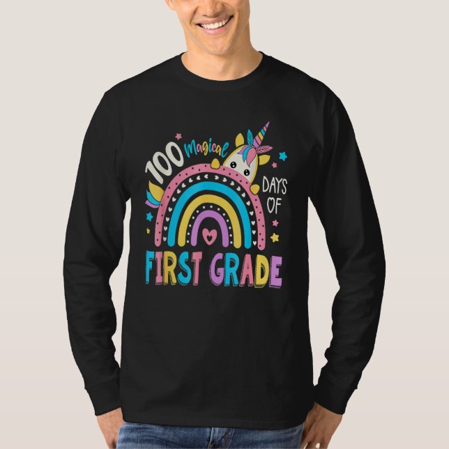 T-shirt 100th Day Of School Unicorn 100 Magical Days First (Devant)