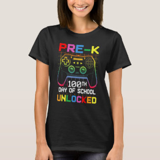 T-shirt 100th day Of School Unlocked Pre-K Gamer Video Gam