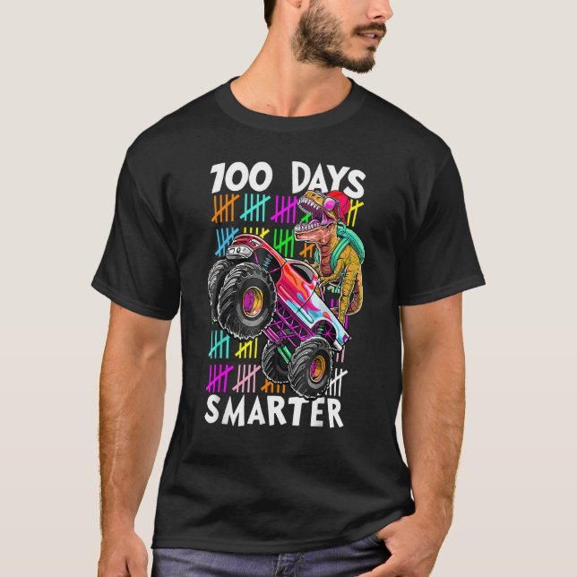 T-shirt 100th Day Smarter Dinosaur T Rex Monster Truck Boy (Devant)
