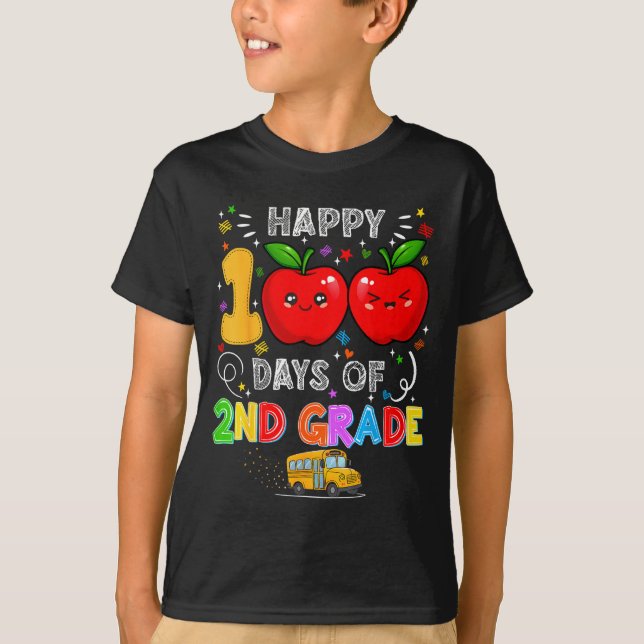 T-shirt 100th Days Of 2nd Grade 100 Days Toddler Girl  (Devant)
