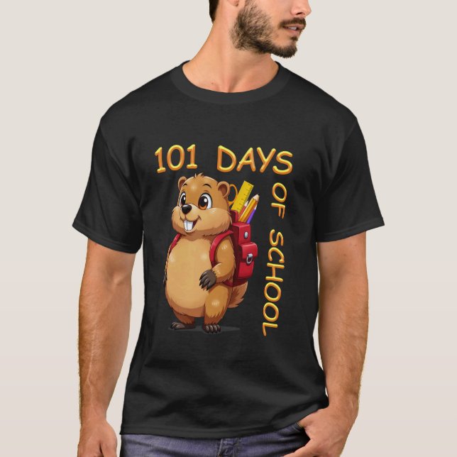 T-shirt 101 Jours d'École Dabbing Groundhog Professeur Drô (Devant)