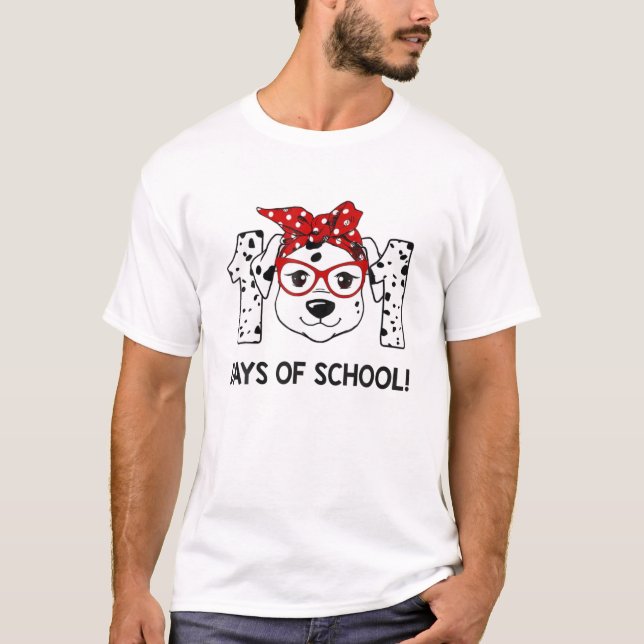 T-shirt 101 Jours D'École Dalmatienne Enseignants Chien En (Devant)