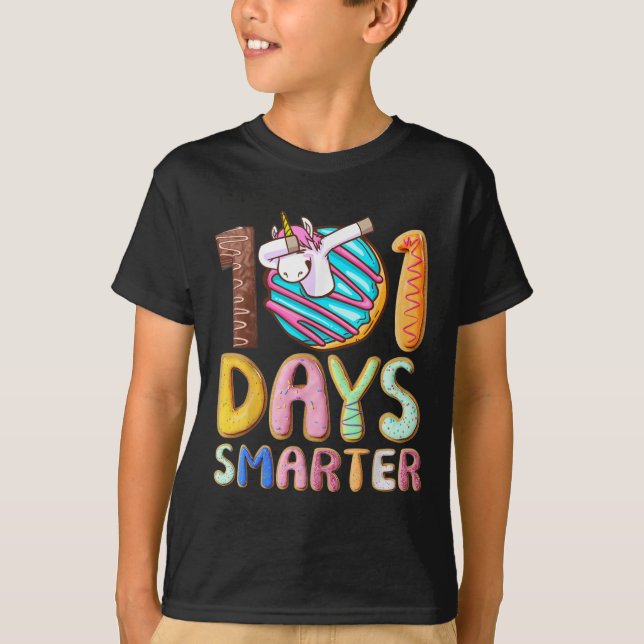 T-shirt 101 Jours Smarter 101e Jour École Dabbing Unicorn (Devant)