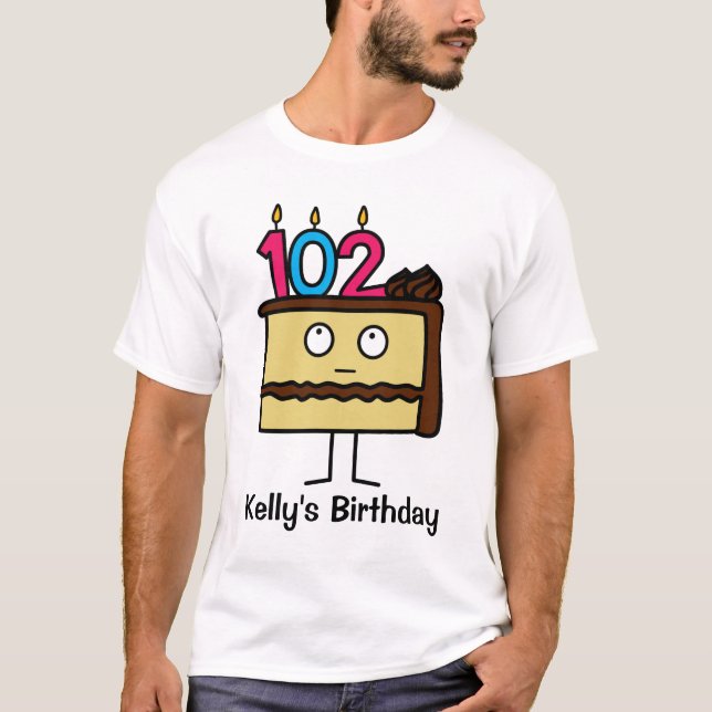 T-shirt 102nd Gâteau d'anniversaire avec des bougies (Devant)