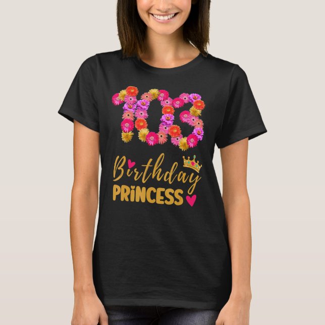 T-shirt 103 Anniversaire Princesse Flower Son 103e My (Devant)