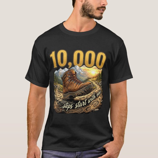 T-shirt 10 000 pas commencent par une motivation à marcher (Devant)
