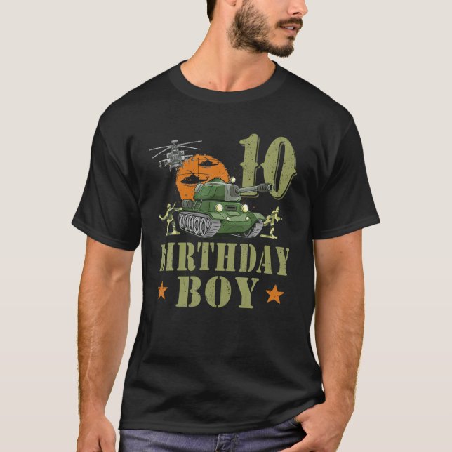 T-shirt 10 Anniversaire Boy Army Party 10E Anniversaire (Devant)