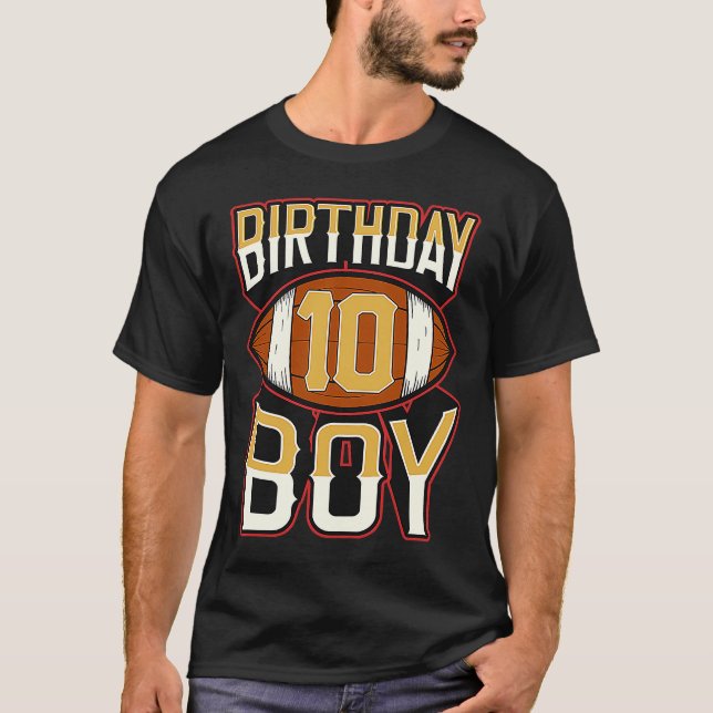 T-shirt 10 Anniversaire Garçon Américain Fan De Football V (Devant)