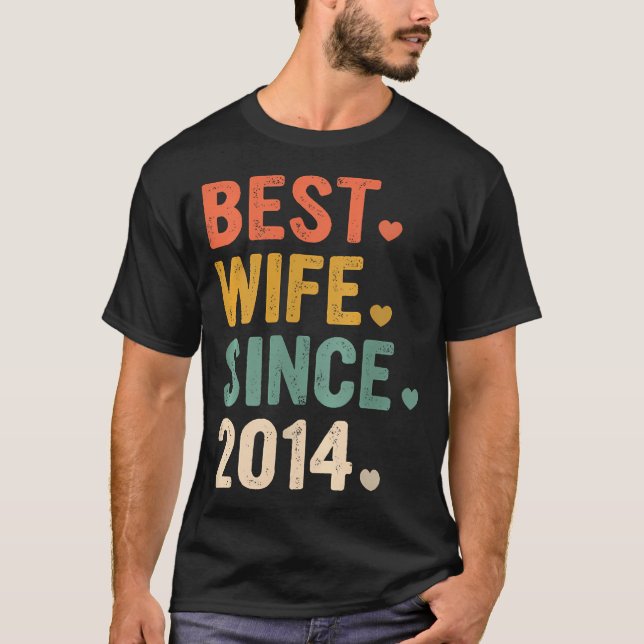 T-shirt 10 Anniversaire Pour Sa Meilleure Femme Depuis 201 (Devant)