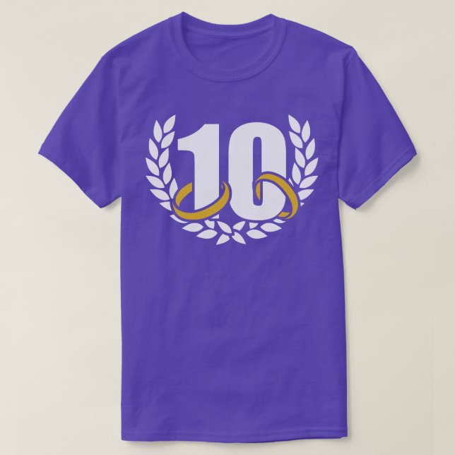 T-shirt 10 ans 10e anniversaire de mariage couronne (Design devant)