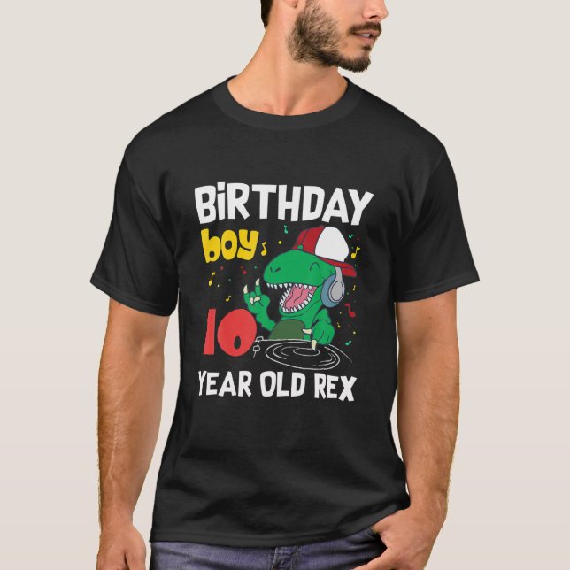T-shirt 10 Ans 10E Anniversaire Dinosaur Rex (Devant)