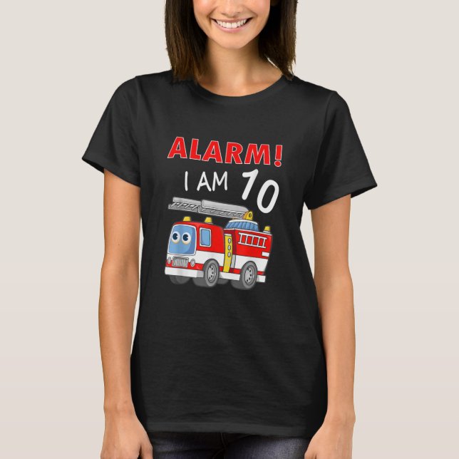 T-shirt 10 ans 10e anniversaire garçon fille pompier (Devant)