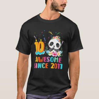 T-shirt 10 Ans 10E Anniversaire Panda Unicorn Girl Part