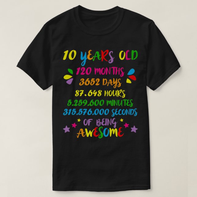 T-shirt 10 ans 120 mois Anniversaire Math Nerd Geeky Girl (Design devant)