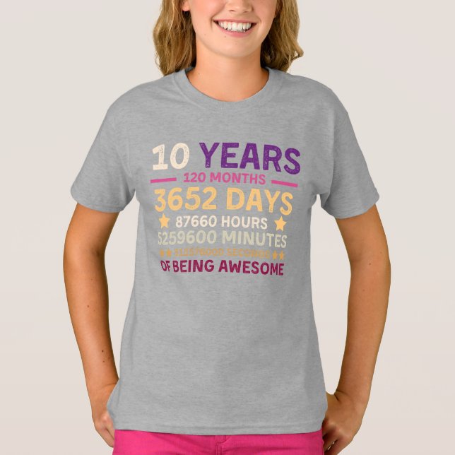 T-shirt 10 ans 120 mois d'être génial 10e anniversaire (Devant)