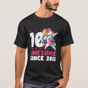 T-shirt 10 Ans Anniversaire Dabbing Unicorn stupéfiant dep