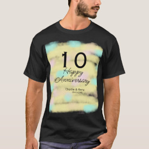 T-shirt 10 ans anniversaire de mariage jaune pastel nom ré