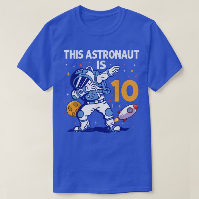 T-shirt 10 ans astronaute planète spatiale 10e anniversair (Design devant)