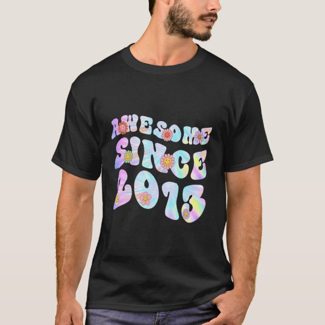 T-shirt 10 ans Awesome depuis 2013 Tie Dye Flowers 10t (Devant)