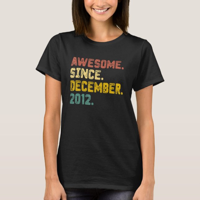 T-shirt 10 Ans Awesome Depuis Décembre 2012 10th Bir (Devant)