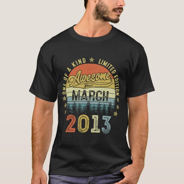T-shirt 10 Ans Awesome depuis mars 2013 10e anniversaire (Devant)