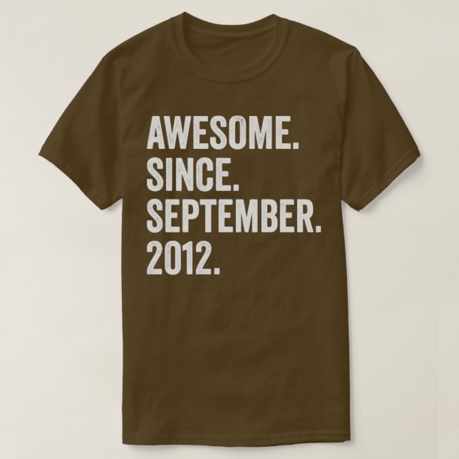 T-shirt 10 Ans Awesome Depuis Septembre 2012 10th Bir (Design devant)