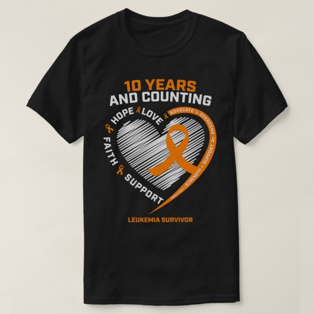 T-shirt 10 ans Cancer gratuit Cadeaux Hommes Femmes Orange (Design devant)