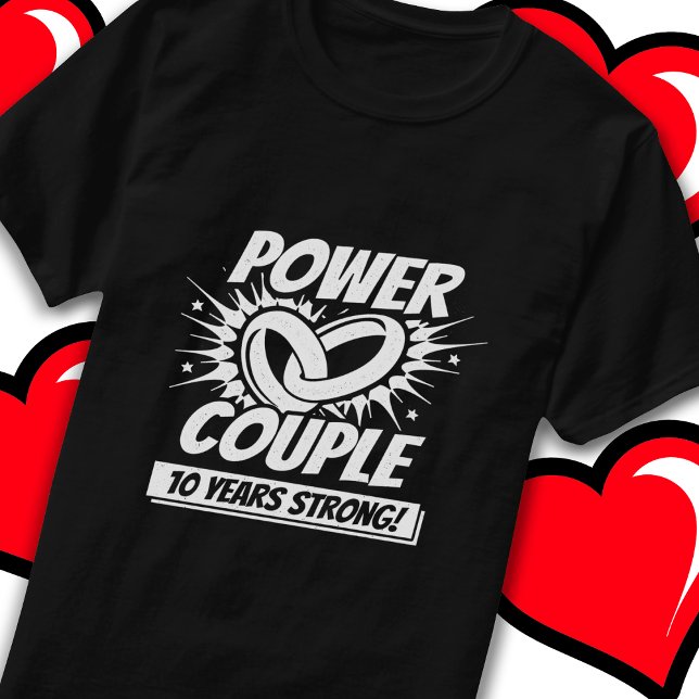 T-shirt 10 ans Comic Super Power Couple 10e anniversaire (Créateur téléchargé)