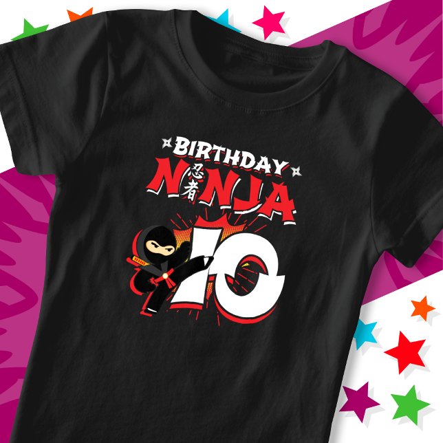 T-Shirt 10 Ans de bande dessinée Style de livre Ninja 10e  (Créateur téléchargé)