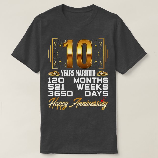 T-shirt 10 ans de mariage - 10ème anniversaire de Mariage  (Design devant)