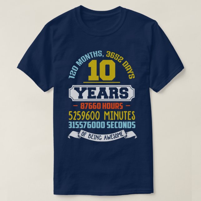 T-shirt 10 Ans Être Awesome Anniversaire (Design devant)