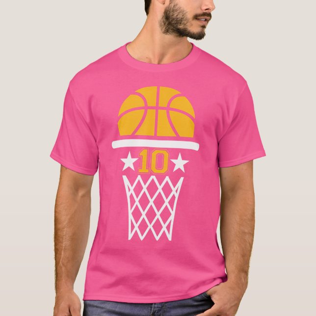 T-shirt 10 Ans Garçon 10E Anniversaire Basketball Thème (Devant)